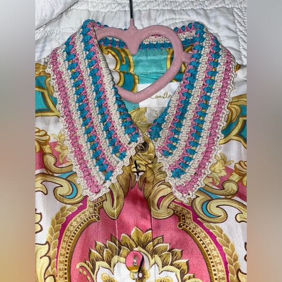 🩷SOLD🩷Camilla Shift Shirt Dress With Crochet Collar Sail Away With Me - Picture 14 of 17